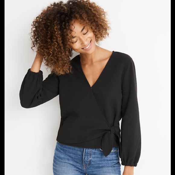 Madewell Texture & Thread Crepe Wrap Top - Picture 1 of 7
